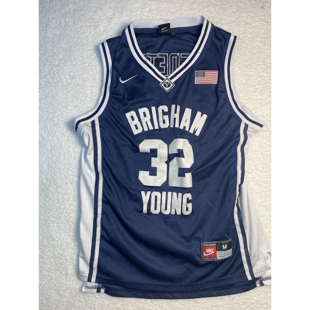 Brigham Young Cougars BYU Jimmer Fredette Nike Baskeball Jersey Mens M Blue #32